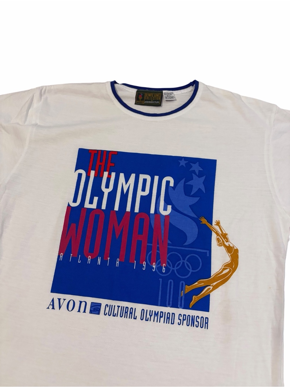 VTG The Olympic Woman Atlanta 1996 Avon Shirt Size Medium/Large 90s White